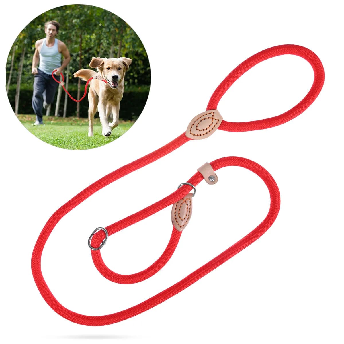 Ueetek Heavy Duty Dog Training Leash Nylon Adjustable Metal Buckle for Medium Large Dogs Pet Training Slid Lead 1.4cm Red