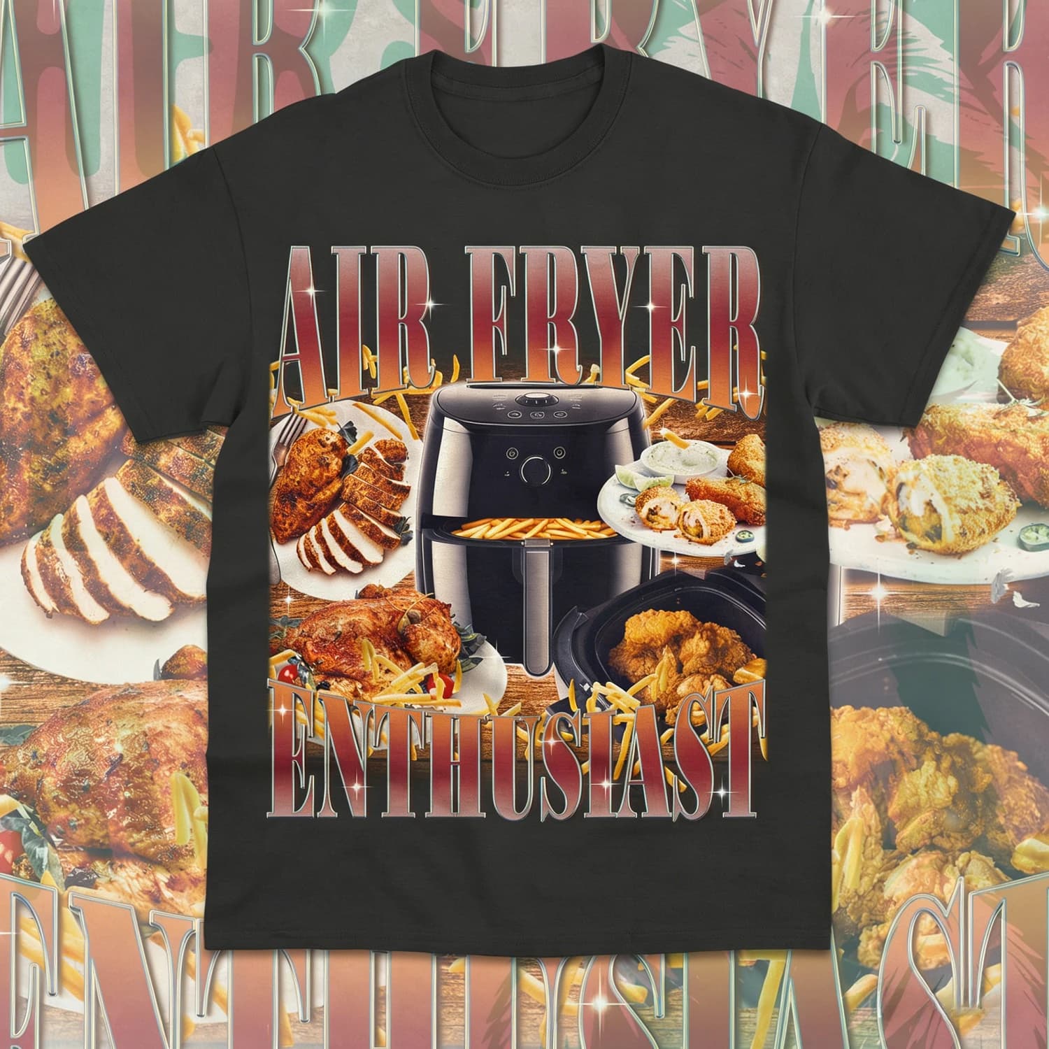 Short-sleeved cotton t-shirt with print for air fryers, funny memes, gift for kitchen lovers, woman man, Y2K, Harajuku, casual