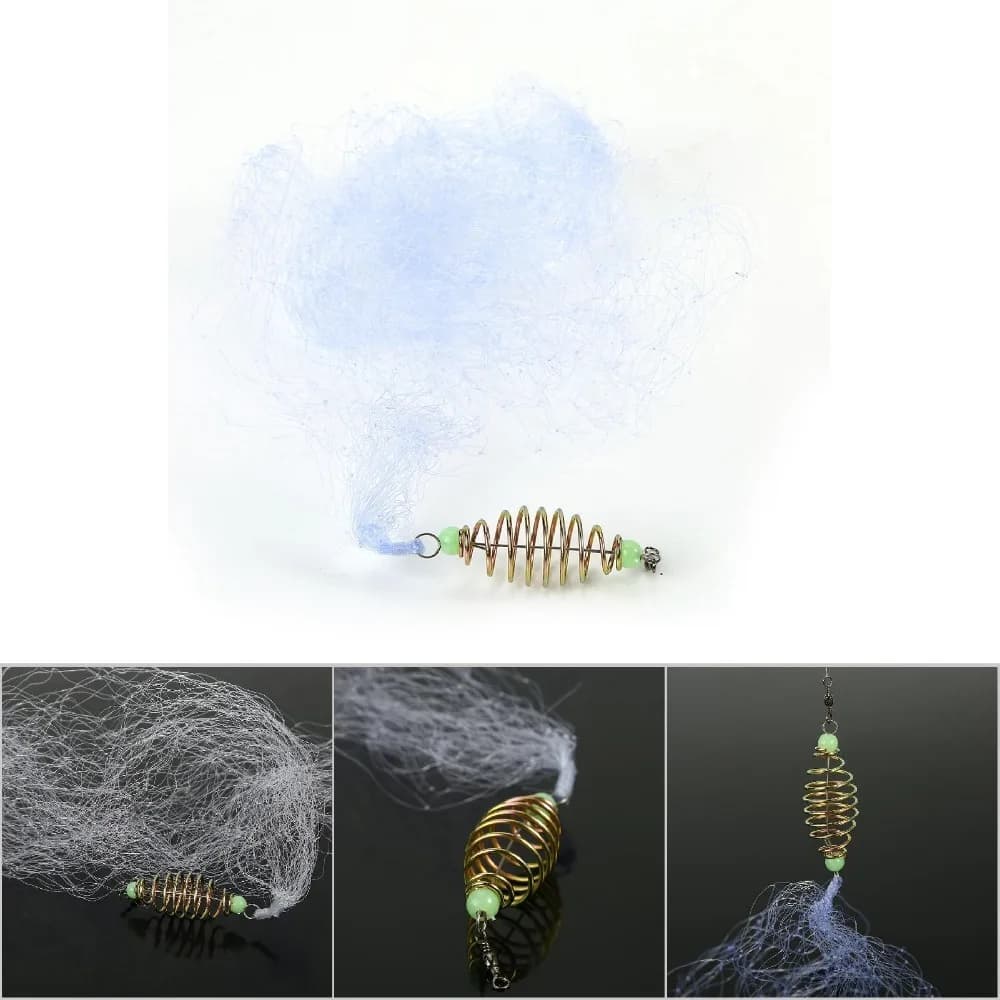 Set di 4 Reti da Pesca in Nylon con Perline Luminose, 4 Misure, Rete a Molla con Molla in Rame per Pesca Notturna