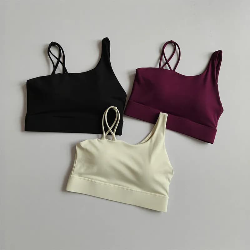 Reggiseno Sportivo da Donna ad Alta Intensità con Push-up, Antiurto, con Spalline Oblique per Corsa, Yoga, Allenamento e Pilates
