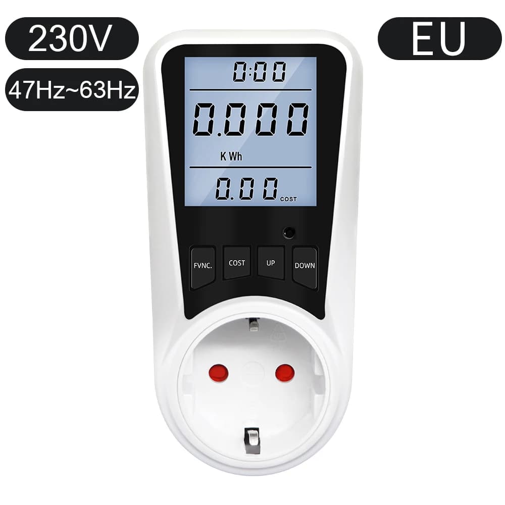 Analizzatore del misuratore di potenza dell'uscita del misuratore di potenza UE 16A 230V con display LCD digitale Wattmetro Monitor del consumo energetico domestico