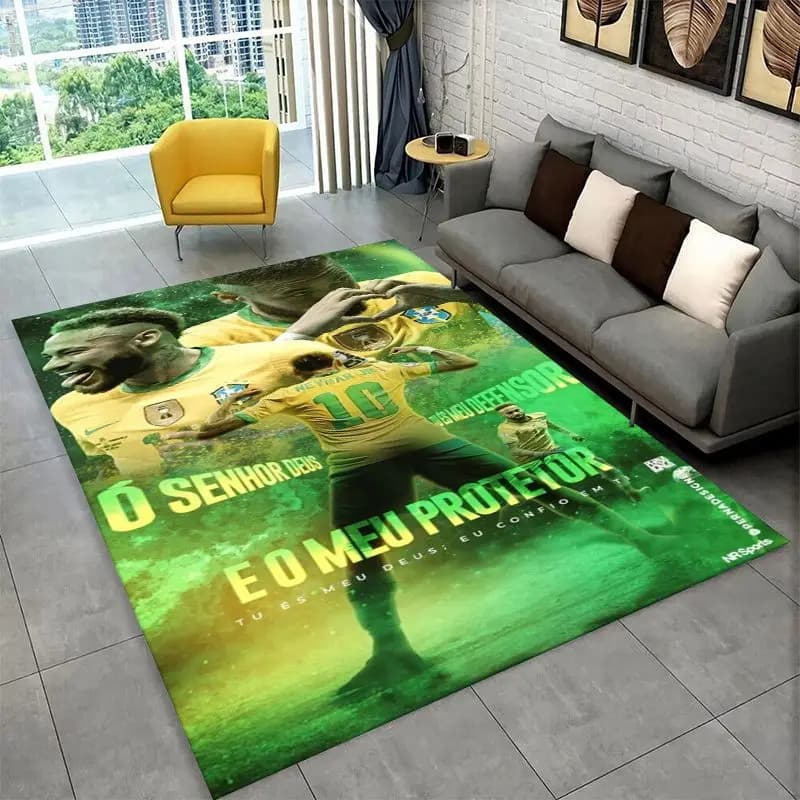 Football N-Neymar Sport Star Non-Slip Area Rug for Living Room,Bedroom,Playroom,Soft Carpet Floor Mat Home Decor Rug Room