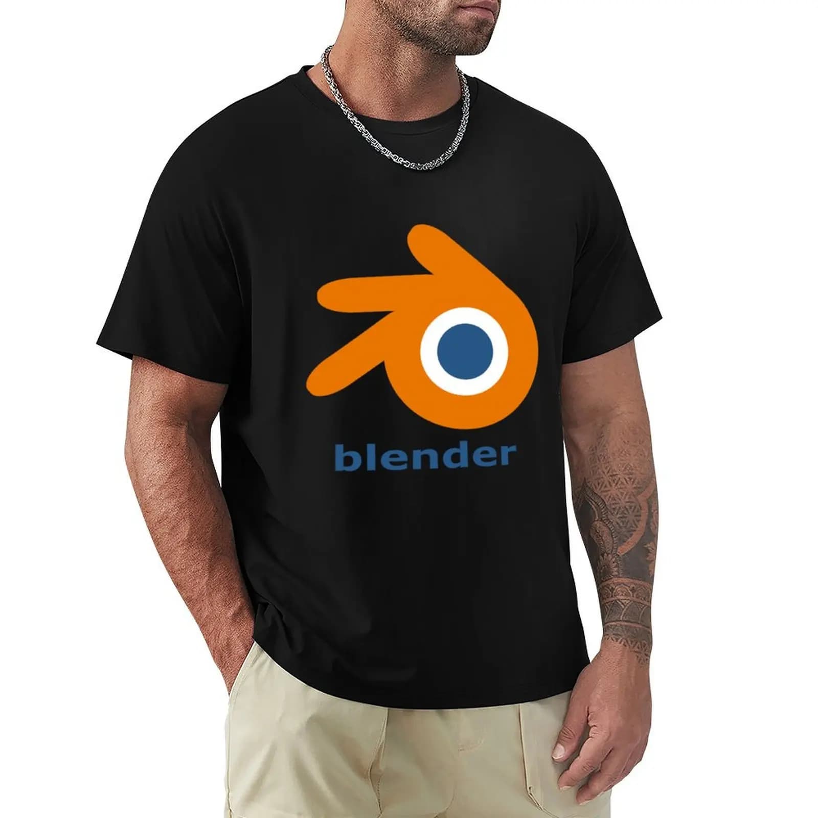 T-shirt con logo Blender 3D, maglietta girocollo con stampa vintage