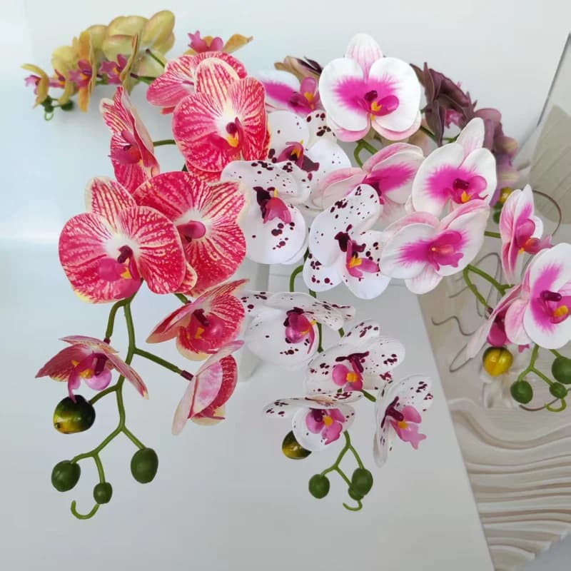 DIY 8 butterfly orchids per stick, hotel dining table, potted plants, artificial flower materials, photography venue layout