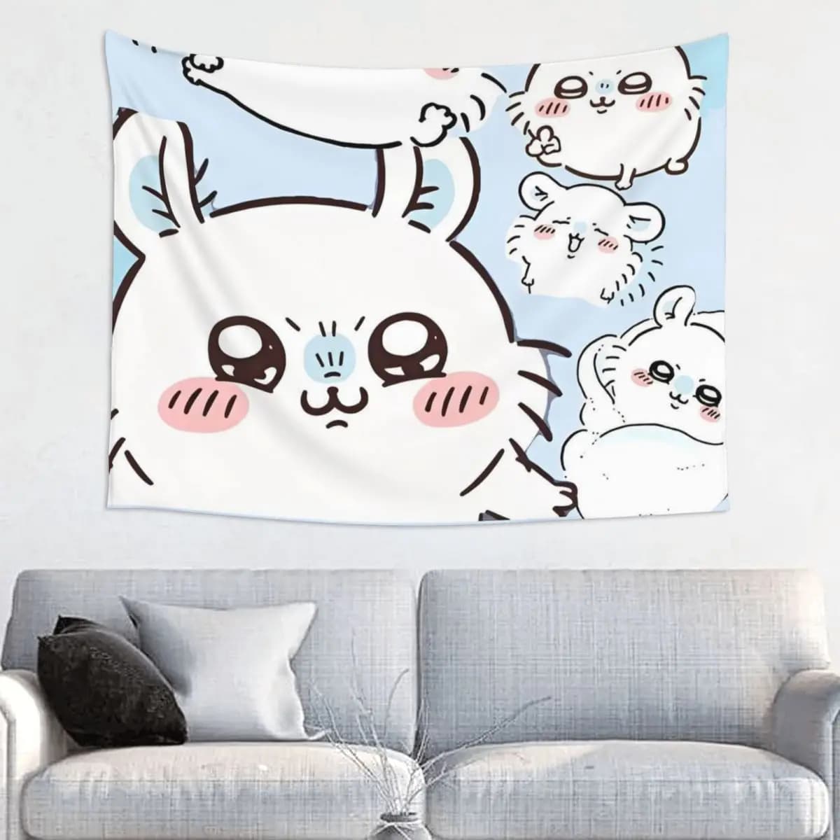 Chiikawas Momonga Tapestry Hippie Polyester Wall Hanging Japanese Anime Home Decor Yoga Mat Witchcraft Blanket