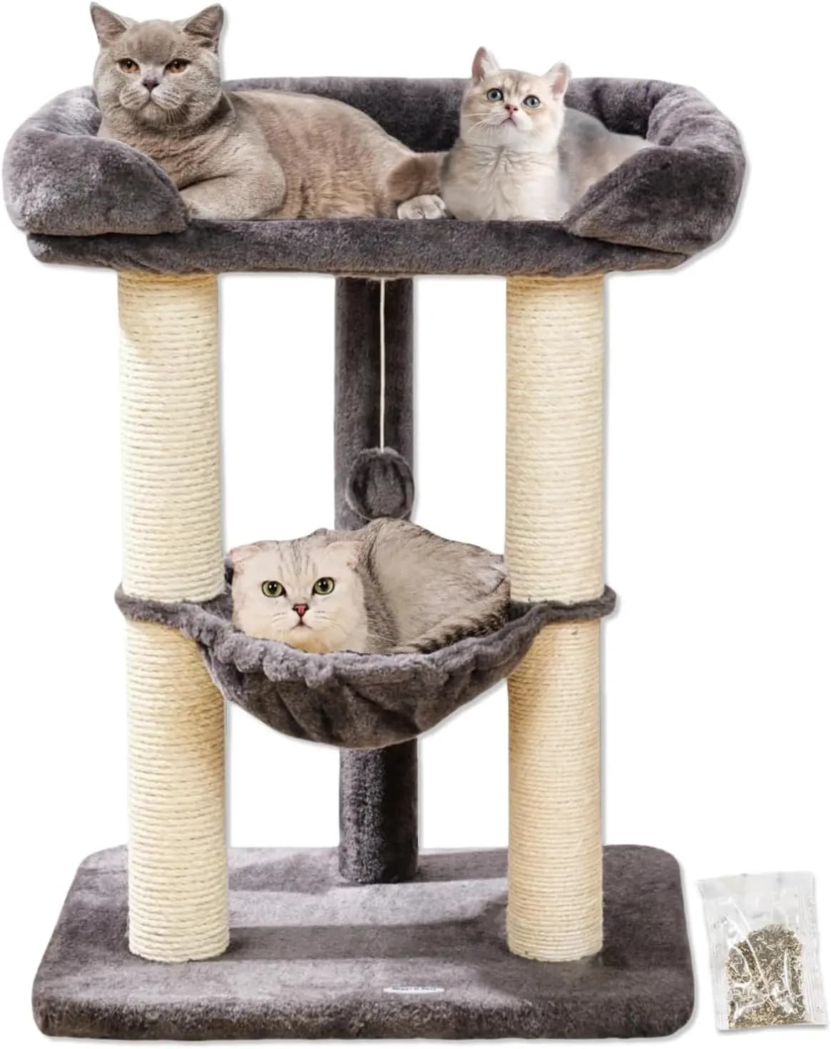 Albero per gatti Happi N Pets da 28 pollici – Tiragraffi alto con letto, amaca e morbido per gatti grandi
