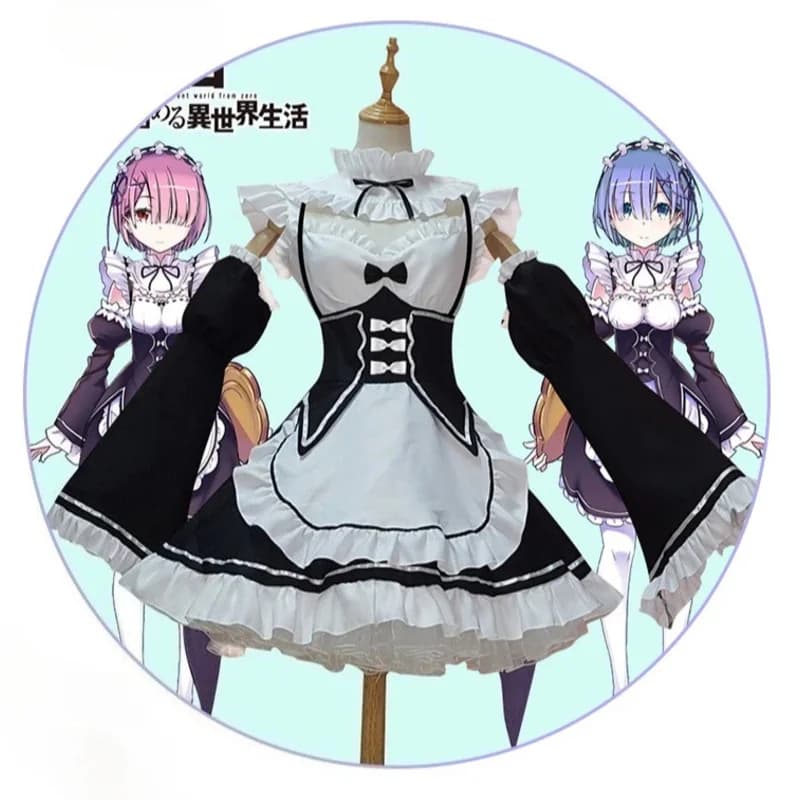 zero Kara Hajimeru Isekai Seikatsu Halloween per le donne Lolita Cameriera Costumi Cosplay Festa su misura Ga4;v'5,f;6.j;8'