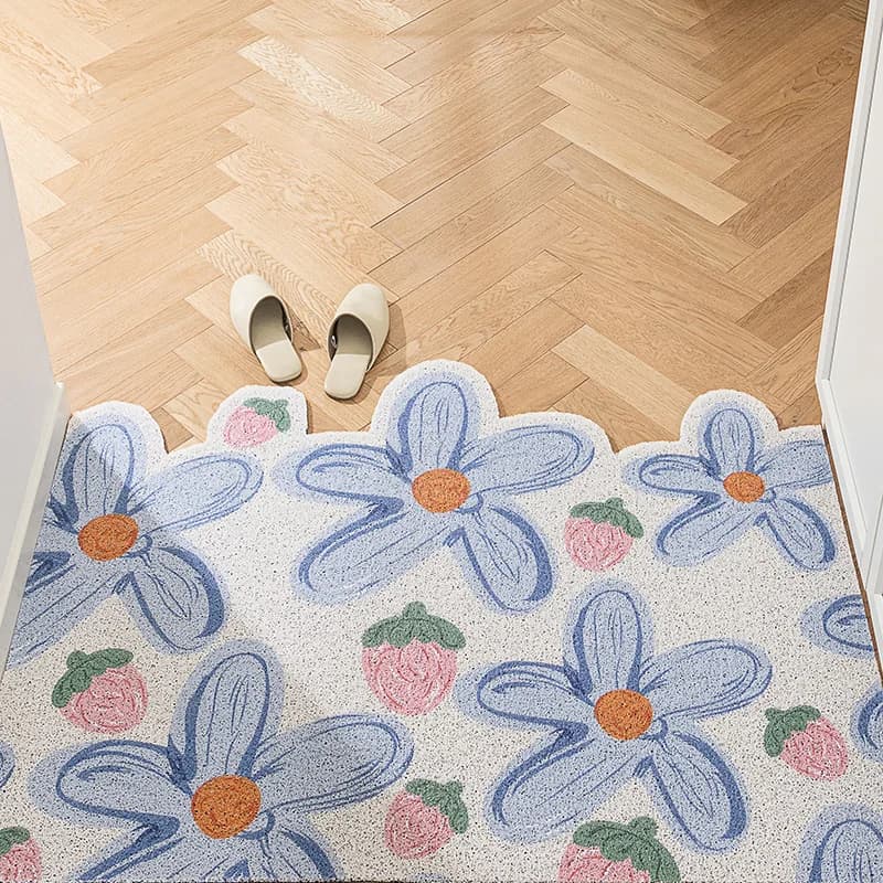 Tappetino con fiori blu, zerbino per interni ed esterni, tappetino per porta d'ingresso, tappeti lavabili antiscivolo, tappeto resistente allo sporco, tappeto da ingresso a basso profilo