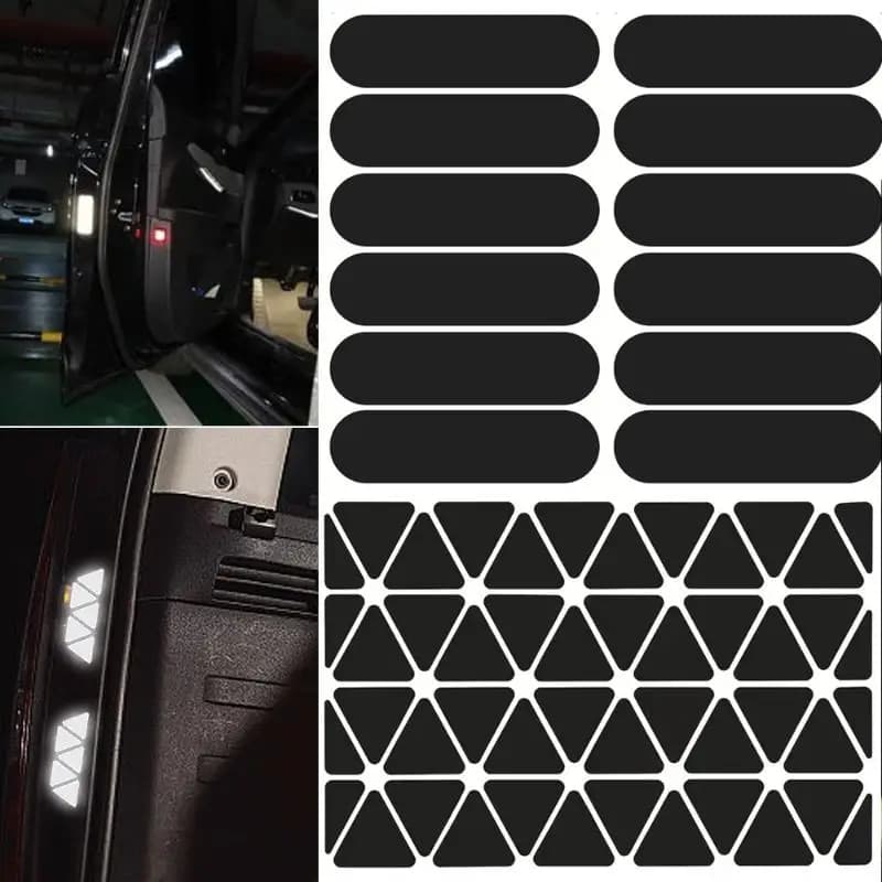 (BF06)Motorcycle Reflective Stickers Helmets Invisible Black Rectangle Simple Effective Car Reflective Tape For Helmets Bikes