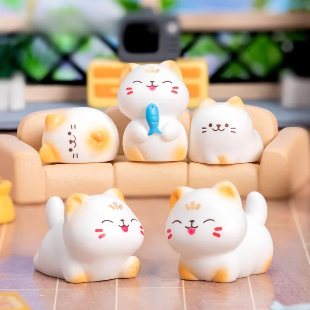 Kawaii Mini Gatti Ornamento Fata Giardino Gattino Statua Regalo Bambini Bambini Decorazione della stanza del bambino Giocattoli Figurine in miniatura Decorazioni per la casa