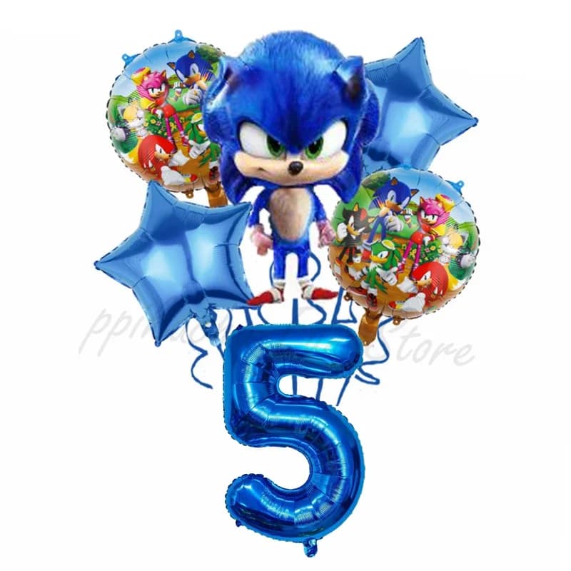 Set di palloncini combinati digitali a tema sonico blu di vendita calda. Palloncino decorativo per compleanno che i bambini amano il regalo per i bambini