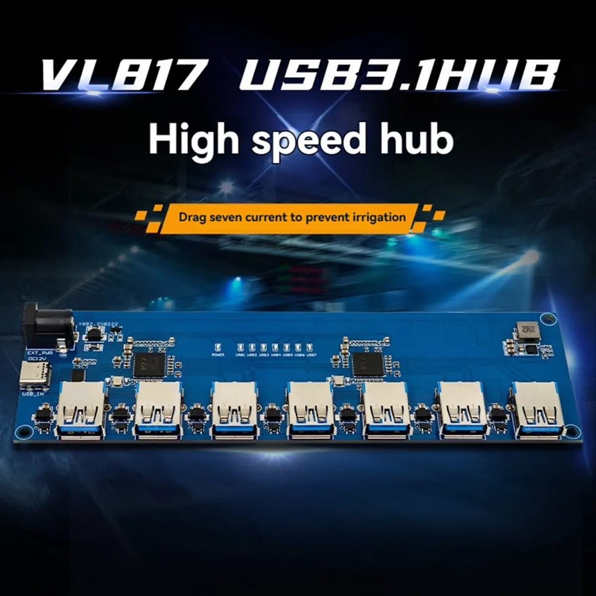 AAAE VL817 USB3.1 HUB Module High-Speed 1-to-7 Port USB HUB TYPE-C with Current Backflow Prevention Function