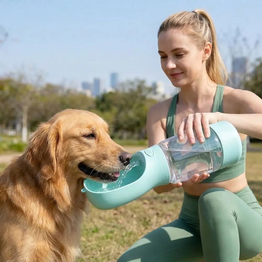Contenitore per Cibo 3 in 1 per Animali Domestici, Ciotola Portatile in Plastica per Cani, Dispenser di Cibo a Prova di Perdite, Ciotola per Acqua e Cibo per Cani, Ideale per Passeggiate
