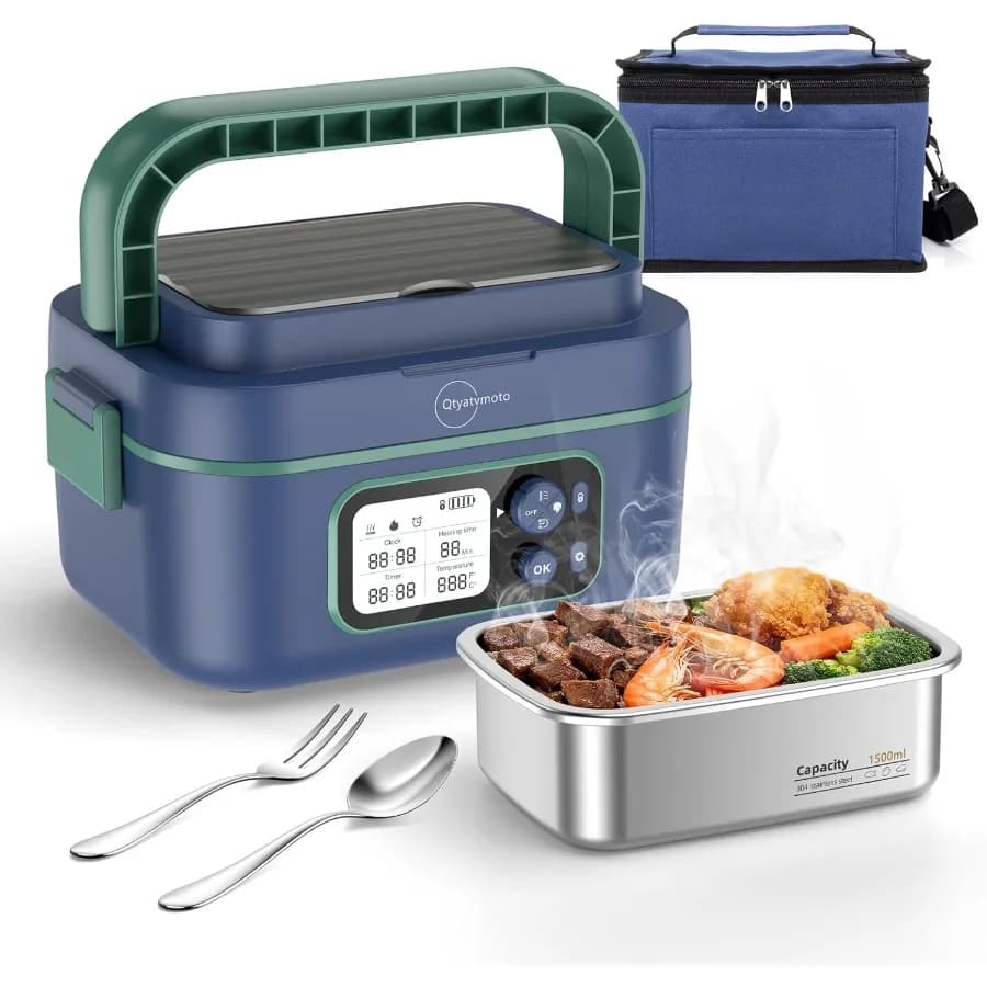 Lunch Box riscaldato con 24000mAh Alimentazione elettrica senza fili 6,3 tazze Scaldavivande autoriscaldante ricaricabile portatile con timer