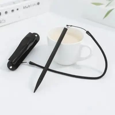 Black Metal Resistive Stylus Screen Pen Precision Touch Pen Anti-Loss Spring Lanyard Holder for Tablets Drawing Sketching
