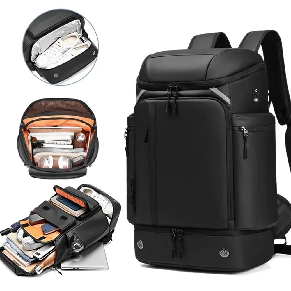 Waterproof Business Backpack Big Travel Bag Laptop Tablet Computer Storage Box Luggage USB Charging Shoe Space Insulation Pocket