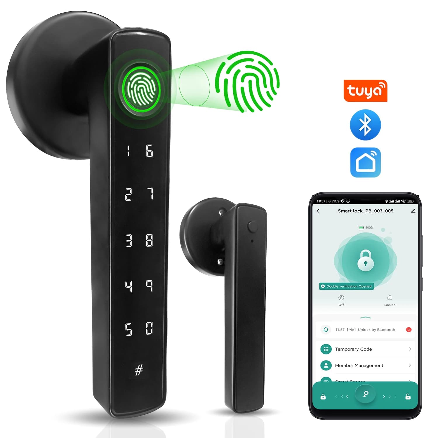 Serrature Intelligenti Tuya con Bluetooth, Impronta Digitale e Password, Controllo Smart Life, Automazione Casa Intelligente