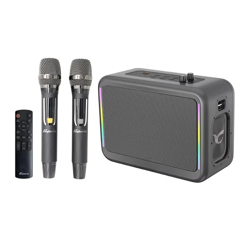 Cyboris X14 200W Macchina per Karaoke a Tripla Frequenza, 2 Microfoni Wireless, Boombox Stereo con Bassi, Sistema di Altoparlanti per Feste