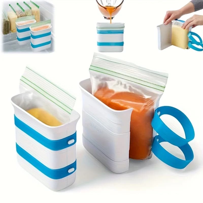 Contenitori per Alimenti Congelati da 1/2 Pezzi, per Preparazione Pasti, Avanzi, Zuppe, Salse, Frullati, in Plastica Resistente con Design Facile da Pulire
