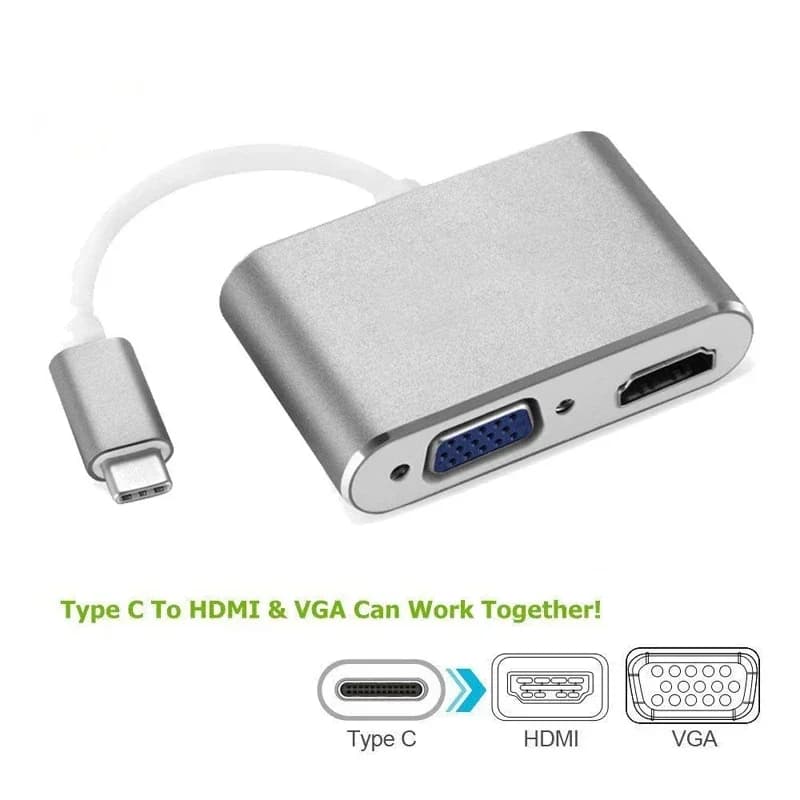 Adapter VGA female 2in1 USB 3.1 type C male to HDMI compatible Converter 4Kx2K USB-C audio hub cable video for MacBook phone