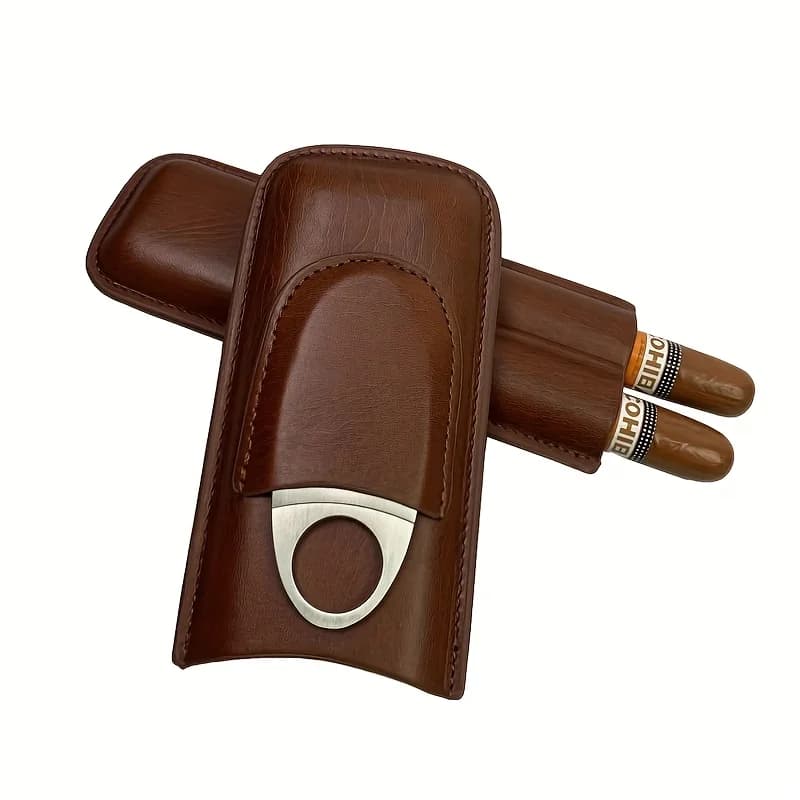 Cigar set; cigar humidifier; cigar leather case; 2-piece set for preservation and protection