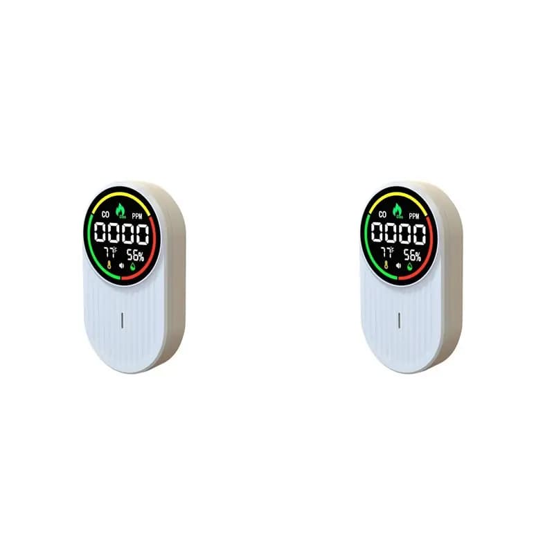 L60A 2X CO Combustible Gas Temperature And Humidity 4-In-1 Gas Detector Household Strong Carbon Monoxide Alarm US PLUG