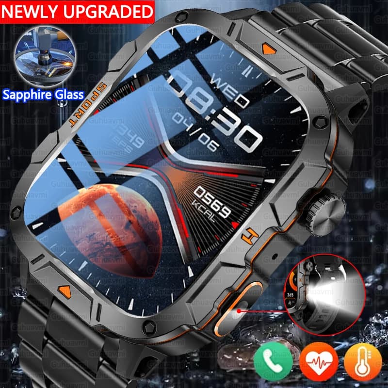 Nuovo Smartwatch Militare 2026 per Uomo, Schermo AMOLED da 1,96", Impermeabile 5ATM, Tracker Fitness Sportivo, Chiamate BT, Smartwatch