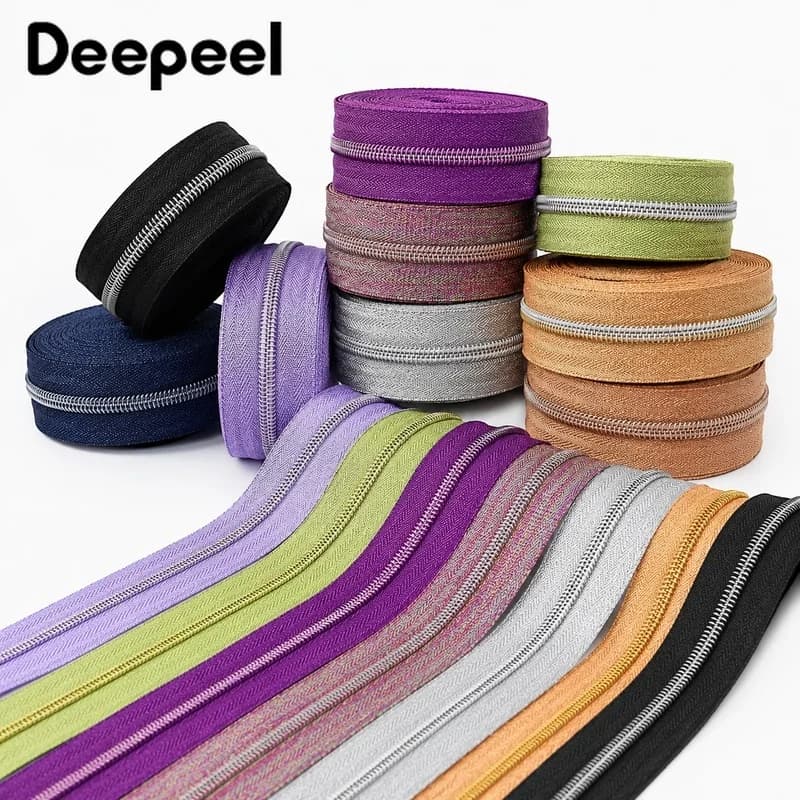 5Meters 5# Nylon Zipper Tape Decorative Coil Roll Closure for Down Jackets Handbags Garments Home Textiles Sewing Repair Tasks