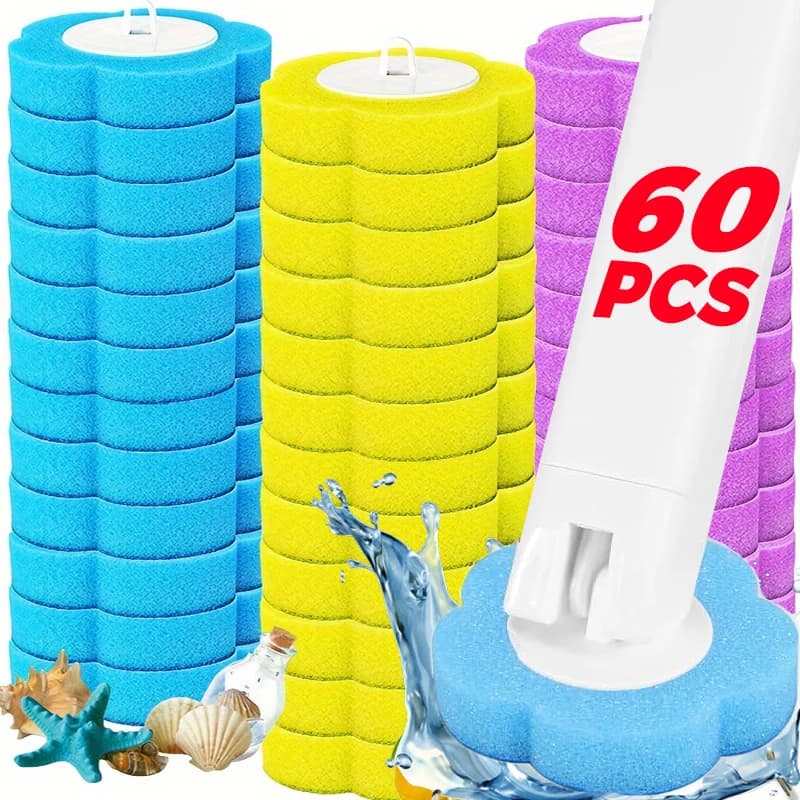 6/60pcs Testina di ricambio usa e getta che scioglie la spazzola per WC Kit di tamponi per la pulizia del bagno di casa Accessori per porta spazzole da bagno