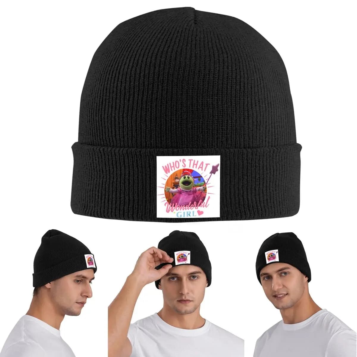 Nanalan Who's That Wonderful Girl Warm Knitted Cap Winter Knit Bonnet Hat Skullies Beanies Hip Hop Caps for Unisex