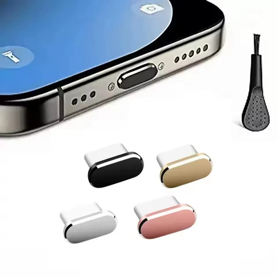 4 pezzi di tappi antipolvere USB C con spazzola per la pulizia, copriporta di ricarica USB-C per Samsung, Xiaomi e tutti i telefoni di tipo C