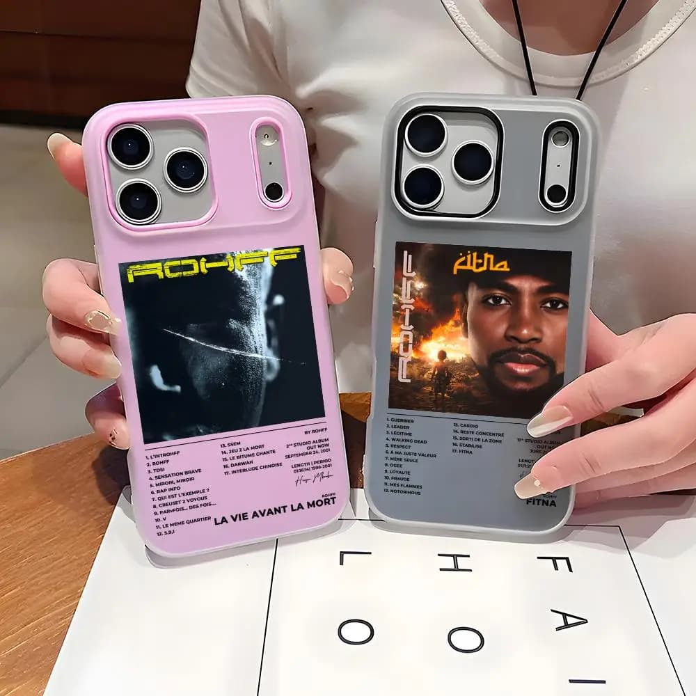Transparent TPU Protective Cover for iPhone 11-17 Pro Max Plus Mini, French R-Rohff Rapper Style