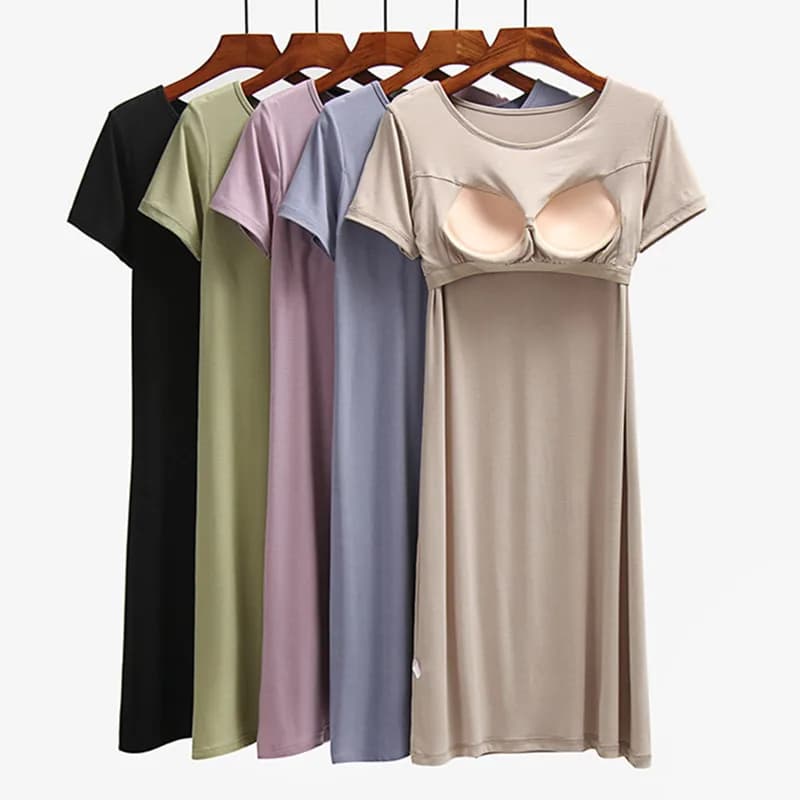 Fdfklak comode night shirts women's fashion stuffed on chest night shirt Casual women's night shirt spring summer Sleepwear Dress