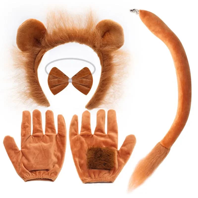 Costumi cosplay di Halloween per bambini Set di gonne con fascia per orecchie e coda Accessori cosplay per animali Costume da festa di compleanno