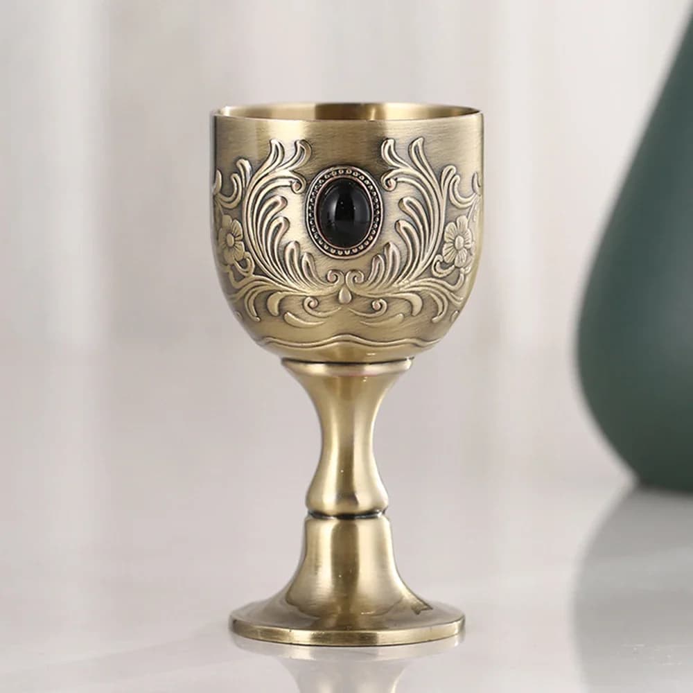 2pcs/Lot, Russian retro spirit wineglass, European style liquor cup, High-end goblet, Alloy small wine glass, Wine set for home
