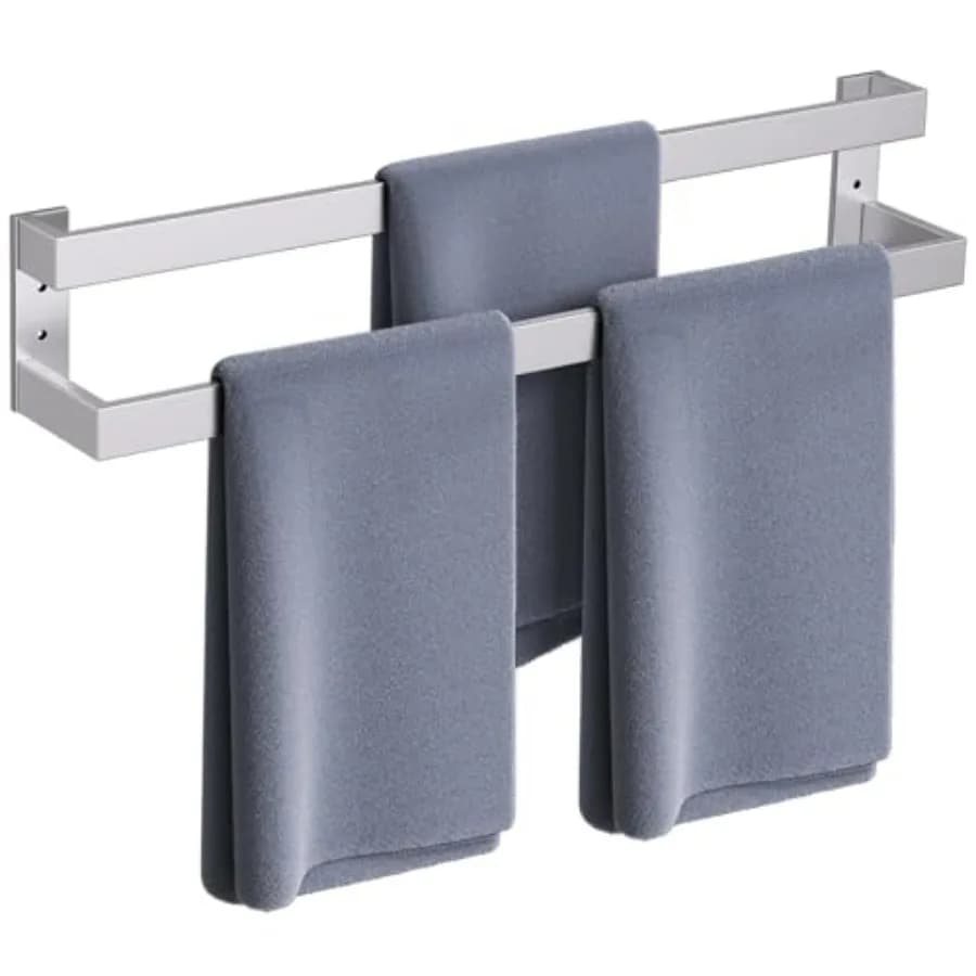 Double Towel Bar, Towel Rack for Bathroom Stainless Steel Wall-Mounted Bathroom Hardware Accessories 32 Inch