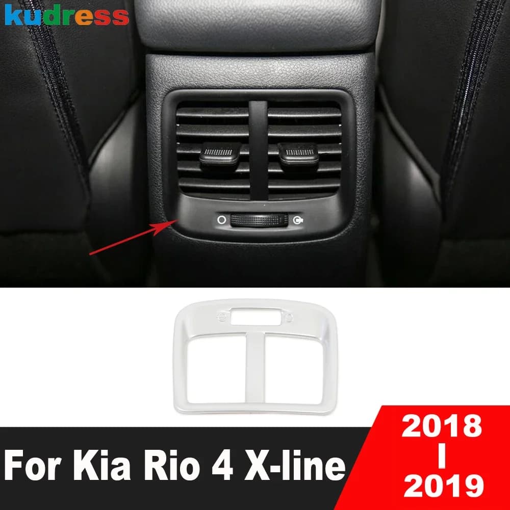 Copertura Decorativa in Acciaio Inox per Presa d'Aria Posteriore del Bracciolo per Kia Rio 4 X-line 2018 2019, Accessori Interni