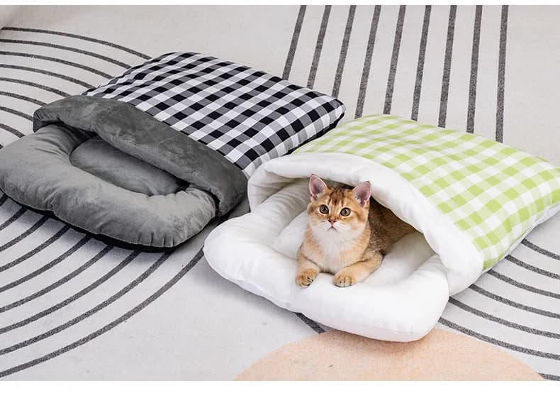 Sacco a pelo per animali domestici, Sacco a pelo per gatti, Cuccia per gatti, Sacco a pelo caldo semi-chiuso per cani, Lettiera per gatti