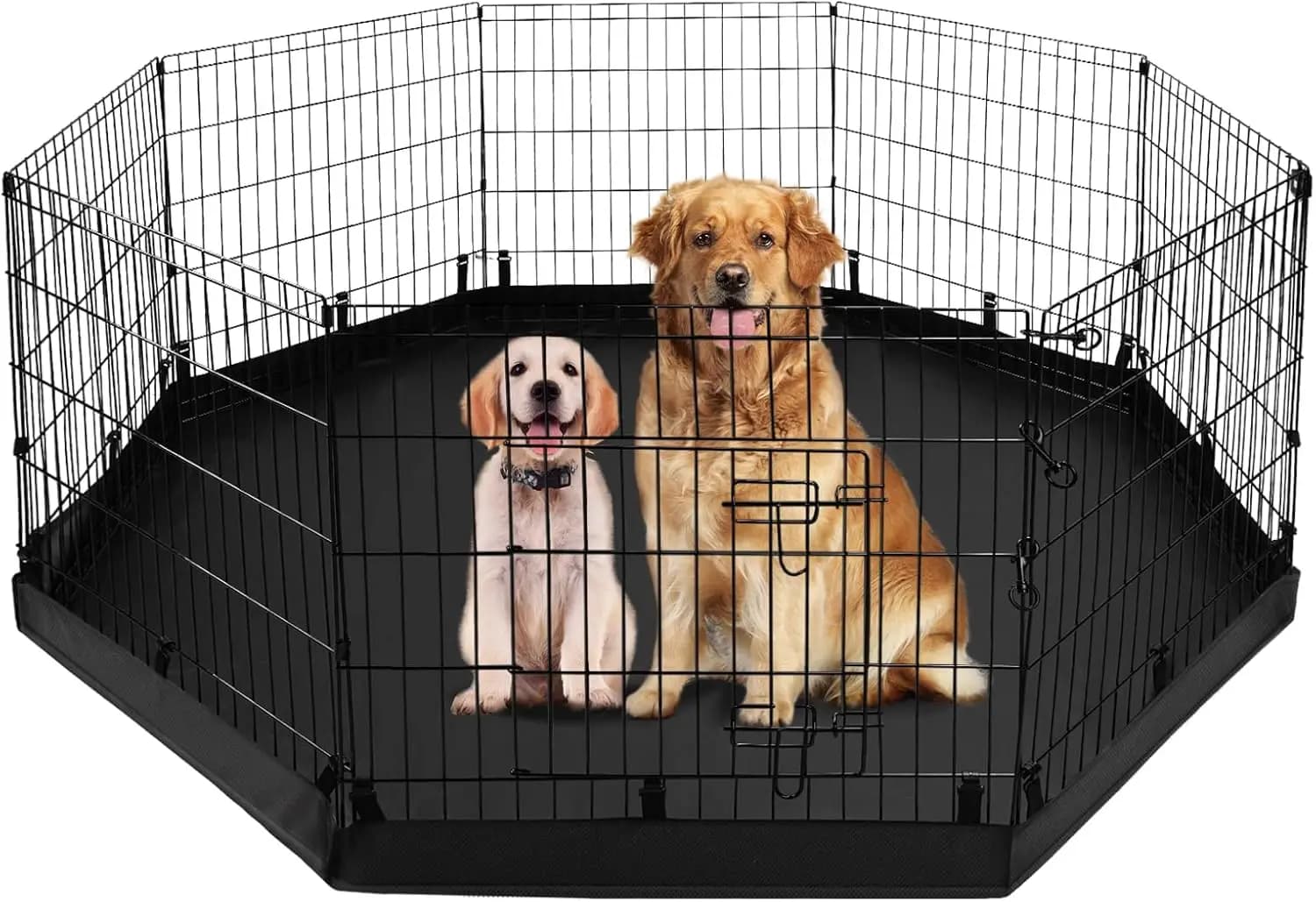 Recinto Pieghevole in Metallo per Cani con 8 Pannelli e Base Imbottita, Recinzione per Animali Domestici da Interno ed Esterno per Cani di Piccola e Media Taglia
