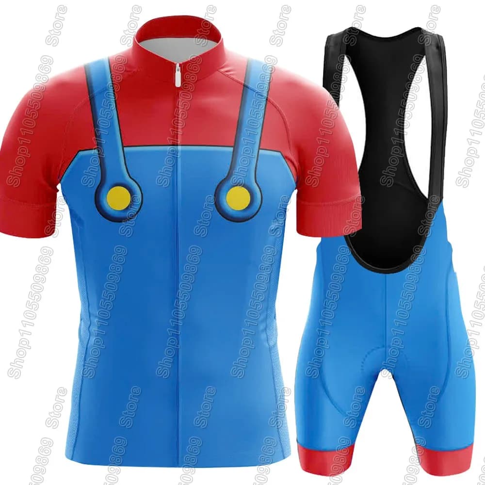 Completo da Ciclismo 2026 Uomo: Maglia e Salopette Estiva con Stampa Cartone Animato e Anime - Abbigliamento Divertente per Bici da Strada e MTB