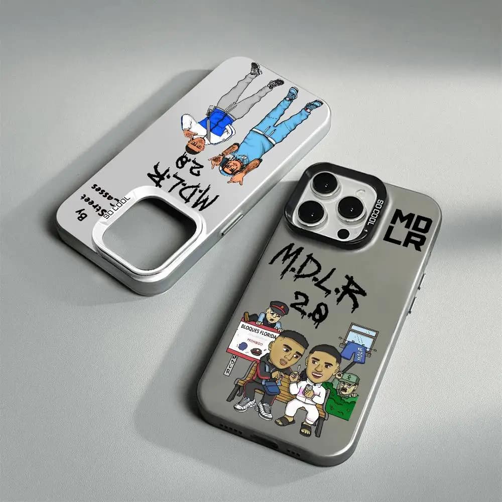 Cover per iPhone 17 16 15 14 11 12 13 Pro Max Pro Plus con placcatura artistica Rapper MDLR M-Morad, colore argento