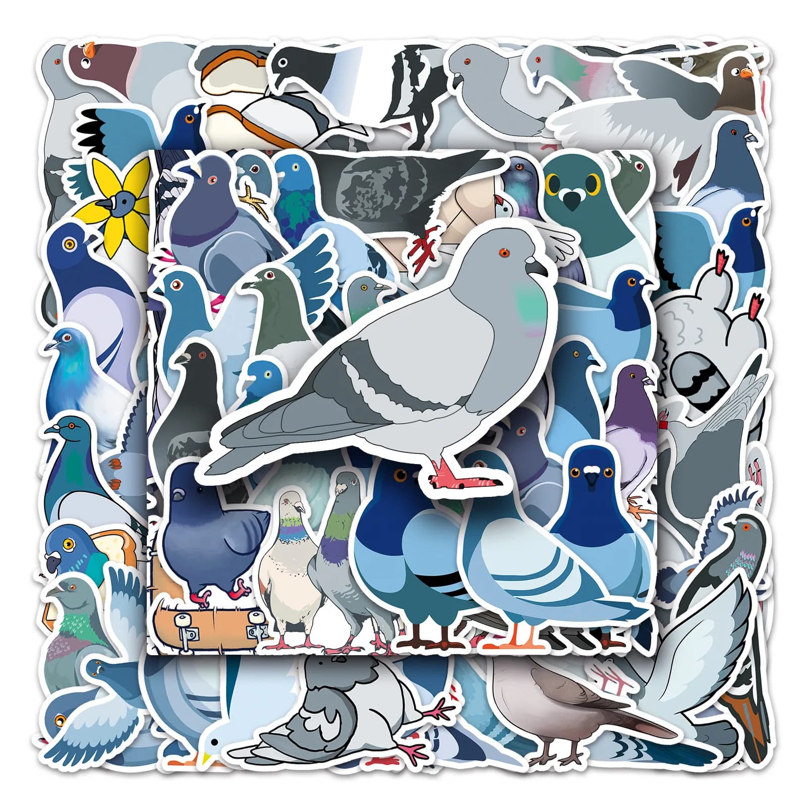50 Pezzi Adesivi Piccione Fai da Te, Decorazioni Animali Cartoon per Telefono, Bagagli, Laptop, Chitarra, Bici, Skateboard, Frigorifero, Casco, Impermeabili, Giocattolo per Bambini, Regalo