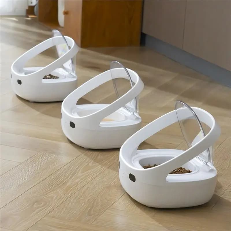 STLFAutomatic Alimentatore per animali domestici Cibo per cani temporizzato intelligente Ciotola solida portatile Cibo secco bagnato Carica compatibile Plastica Elegante Display LCD Arco