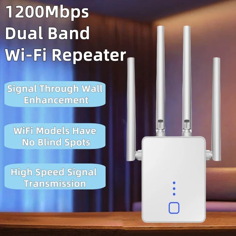 Ripetitore WiFi 1200Mbps 5GHz Estensore wireless Segnale Wifi dual band Amplificatore Wi-Fi Router Amplificatore a lungo raggio Bande ad alta velocità
