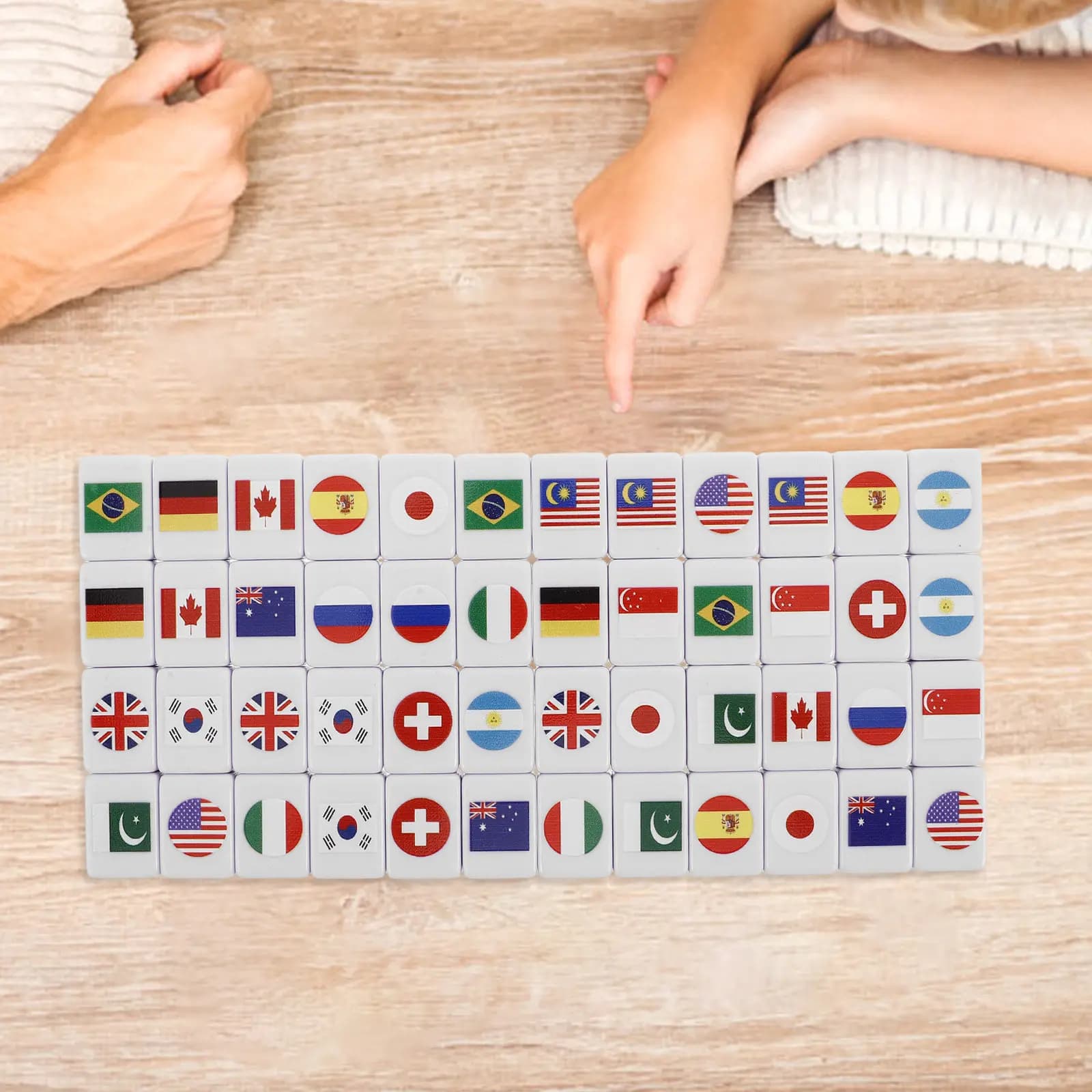 Set di 48 Tessere Mahjong con Design Bandiera Nazionale, Gioco da Tavolo per Famiglie, Feste e Picnic