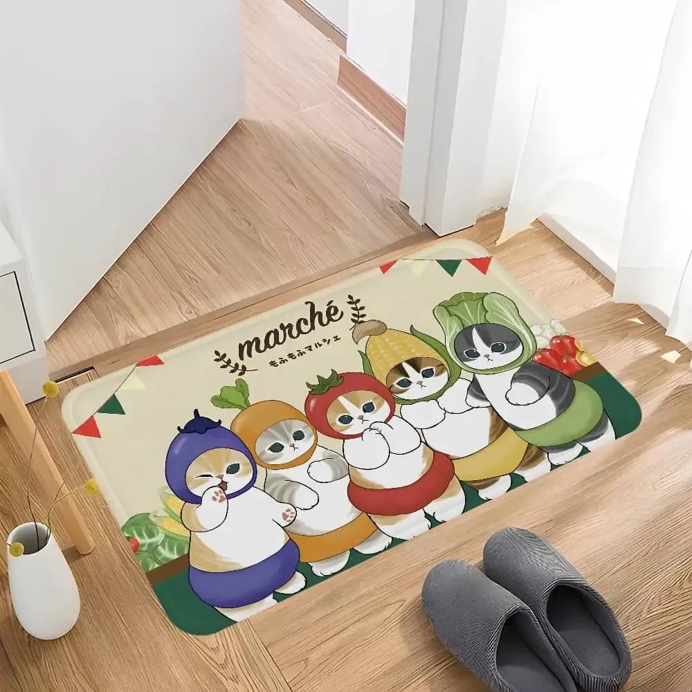 VIKAMA Nordic Cat Doormat Mofusand Non-slip for Living Room Bedroom Balcony Decor