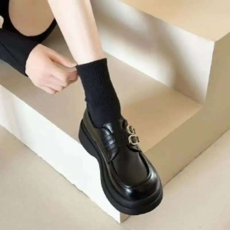 New Women's Shoes Spring-Autumn 2026, British Style with Round Toe, Moccasins with Plateau, Shoes with thick sole, Mary Jane for Student