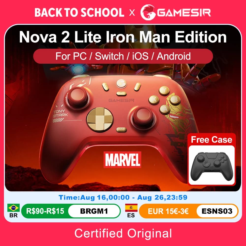 GameSir Nova 2 Lite Edizione Iron Man, Controller Wireless per PC, Compatibile con Windows, iOS, Android, Mobile, Steam, Switch, Controllo 2-in-1