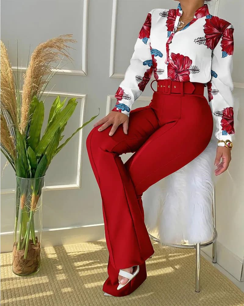 Women's Dresses 2 Pieces with Pants, Outfit Versatili alla Moda, Blusa con Cintura, Clothing Casual Women, New Collection Autumn Winter 2023