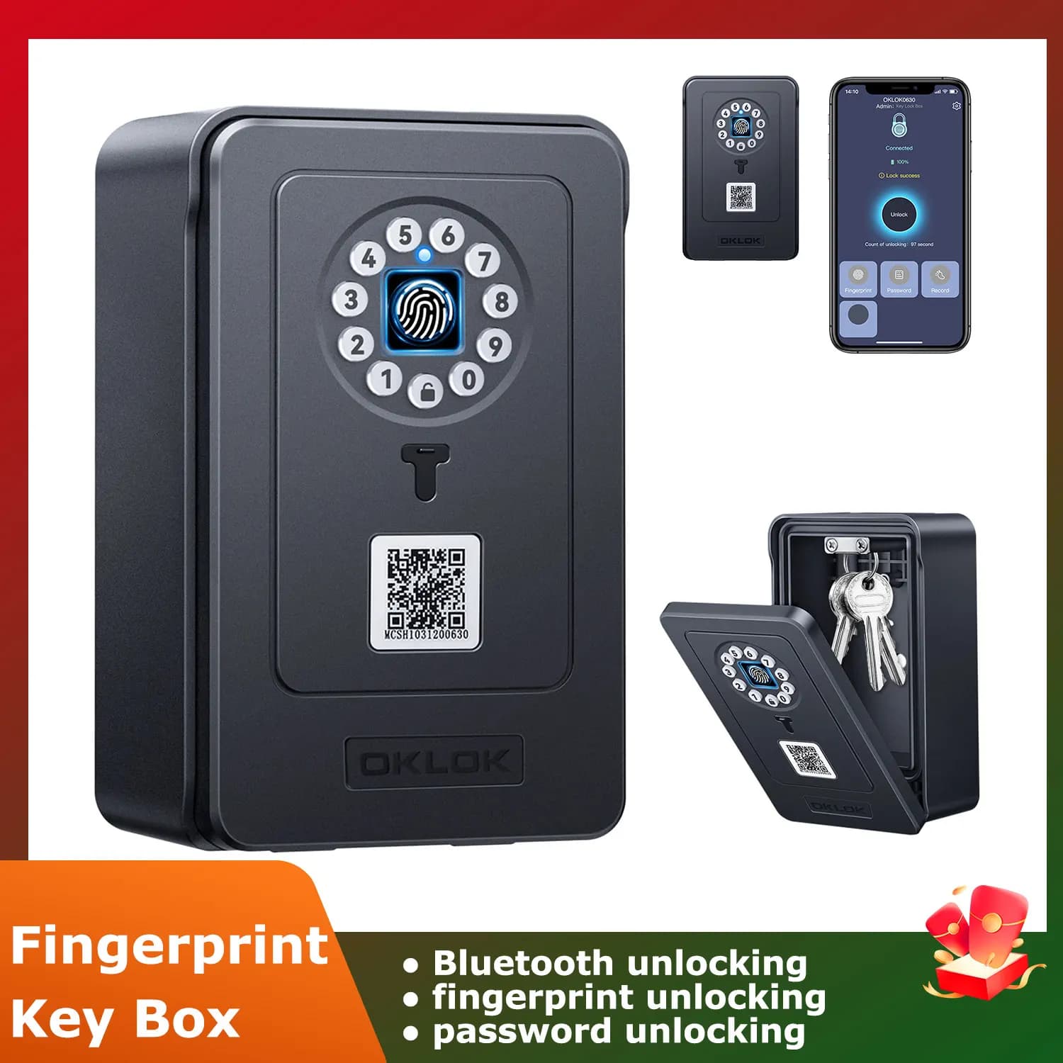 Cassetta di sicurezza intelligente senza fili Cassetta di sicurezza Bluetooth Cassetta di sicurezza antifurto per montaggio a parete Cassetta di sicurezza per chiavi di sicurezza con password